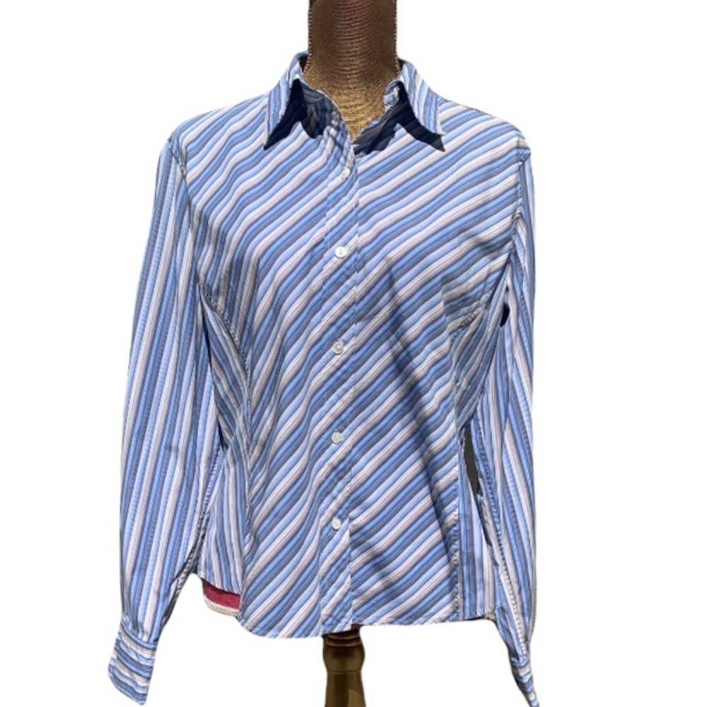 Faconnable Striped Button Down Shirt Size XL